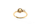 Mid Cloud 18K Gold Ring w. Smokey Quartz & Diamond