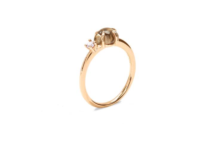 Mid Cloud 18K Rosaguld Ring m. Smokey Kvarts & Diamant