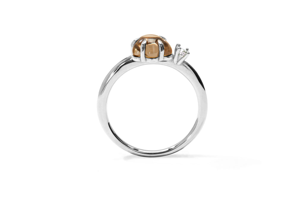 Mid Cloud 18K Whitegold Ring w. Smokey Quartz & Diamond
