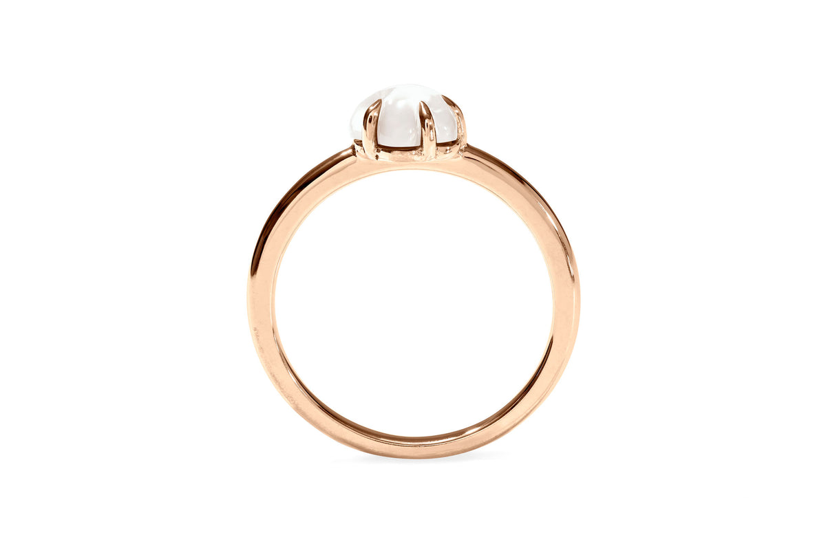Mid Cloud 18K Rosegold Ring w. Milky Quartz