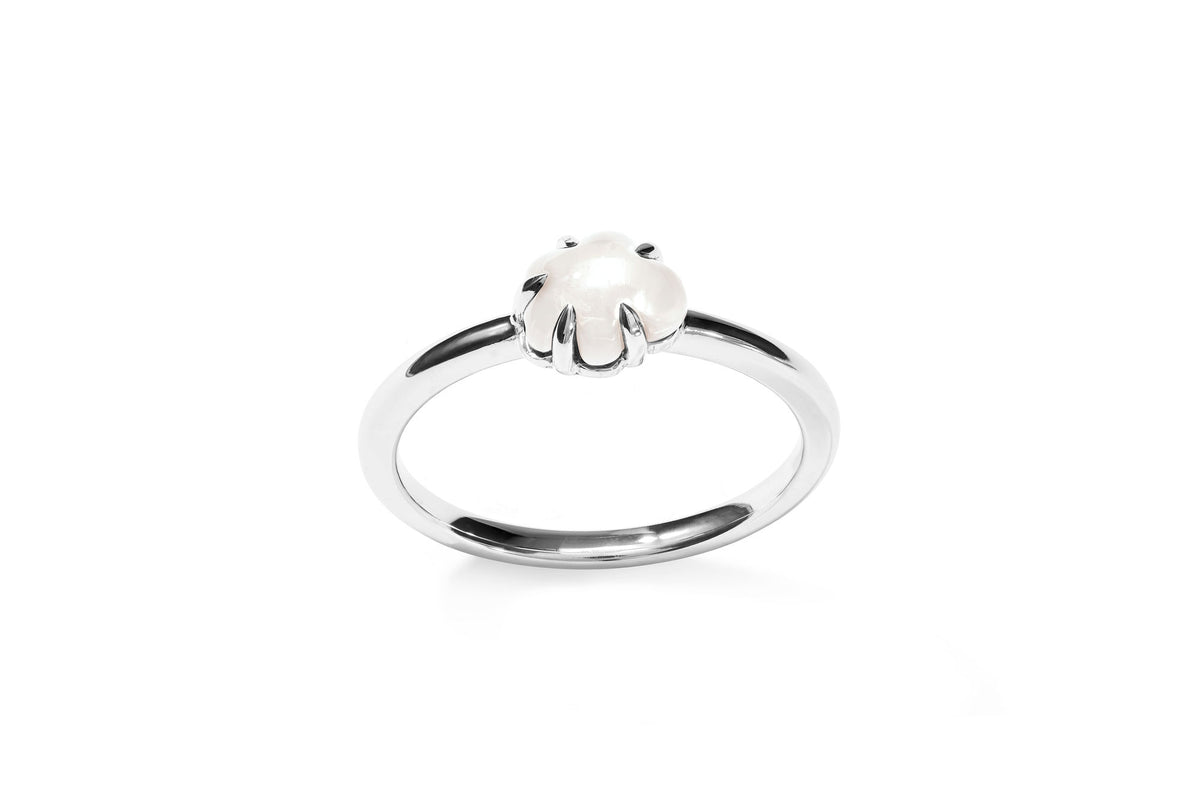 Mid Cloud 18K Hvidguld Ring m. Milky Kvarts