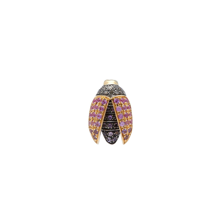 Mini Scarab Fly 18K Guld & Sølv Ørestik m. Safir & Ametyst