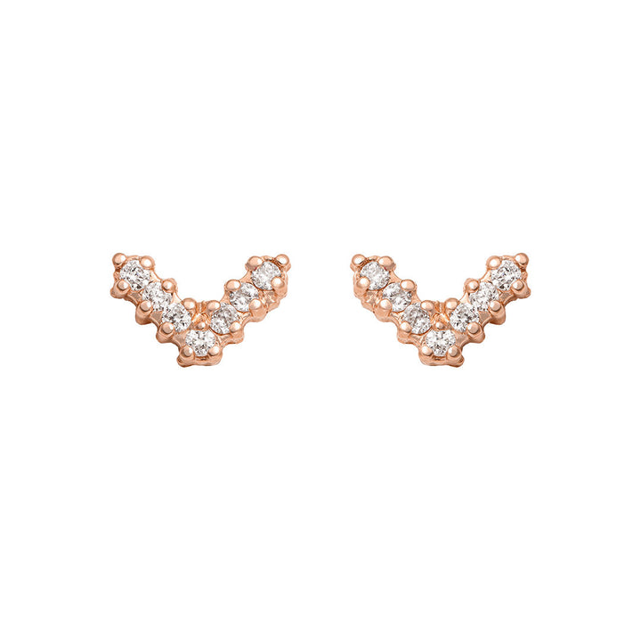 Mini V Pave 18K Rose Gold Stud w. Diamonds