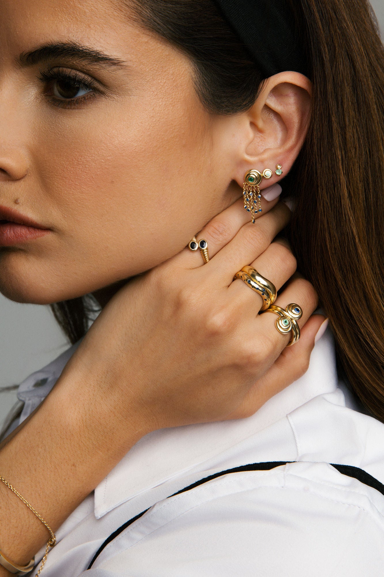 Mini Twisted Sister 14K Gold Ring w. Diamonds