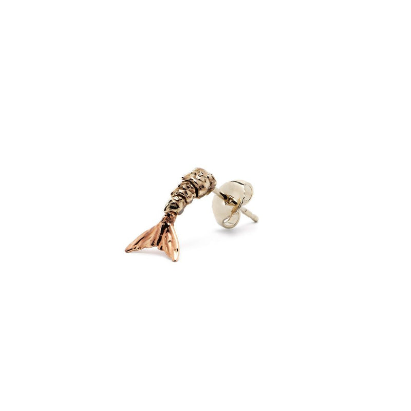 Mini Mermaid tail Dual Tone 18K White Gold & Rose Gold Stud