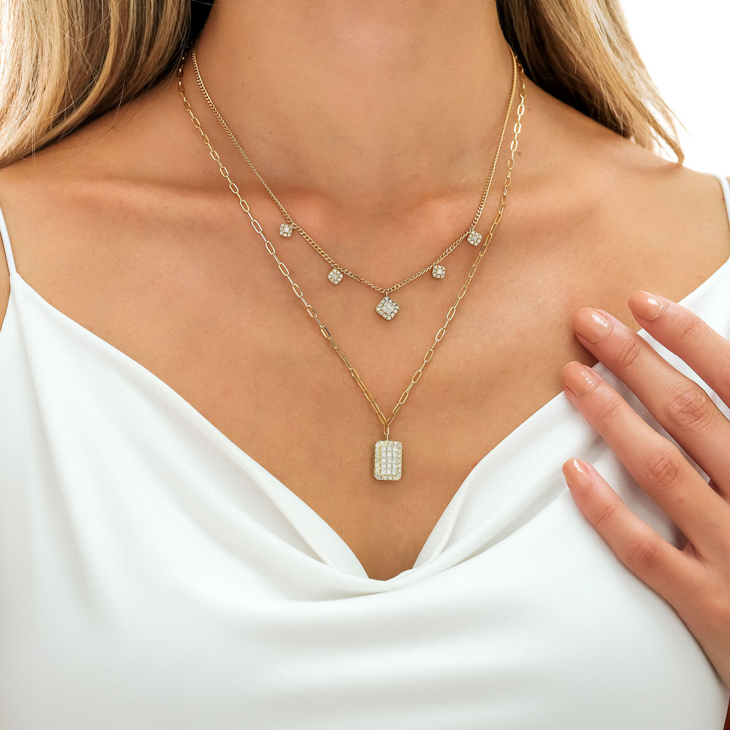 Fortuna Paperclip 18K Guld Halskæde m. Diamanter