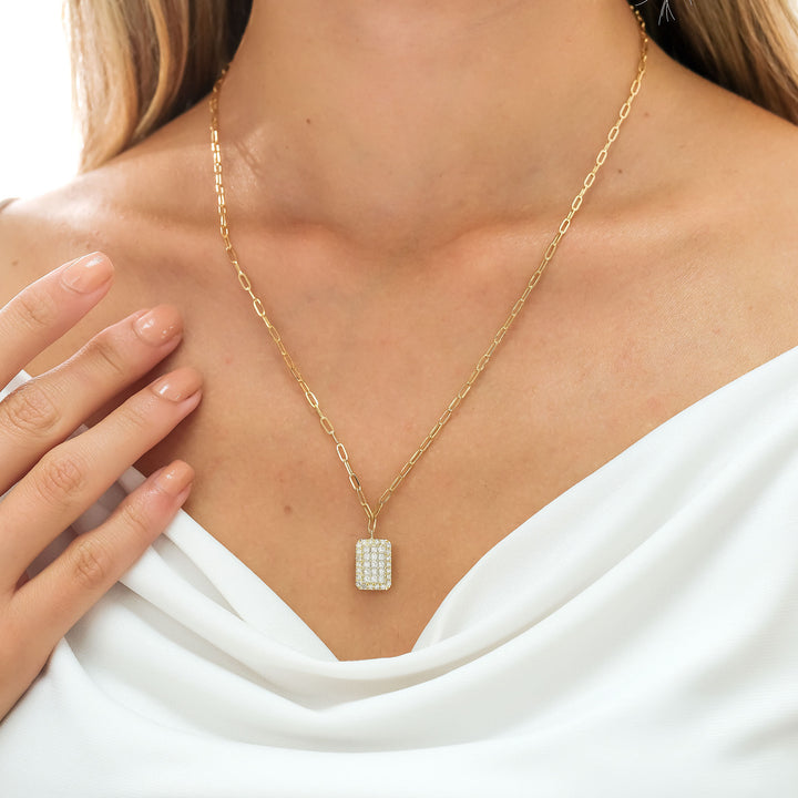 Fortuna Paperclip 18K Guld Halskæde m. Diamanter