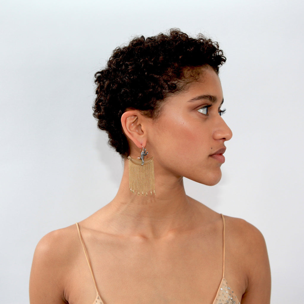 Monkey Chain Small 18K Rose Gold & Silver Earrings