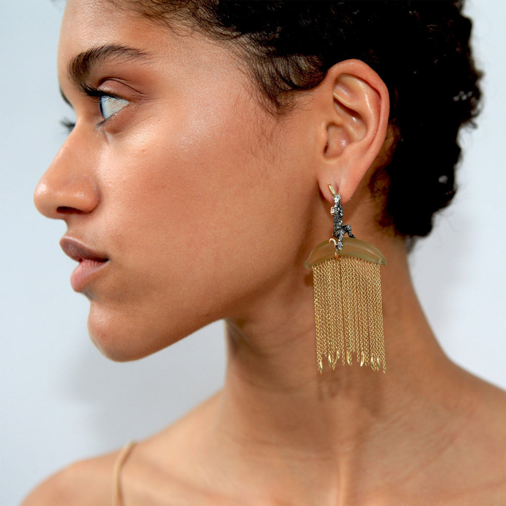 Monkey Chain Small 18K Rose Gold & Silver Earrings