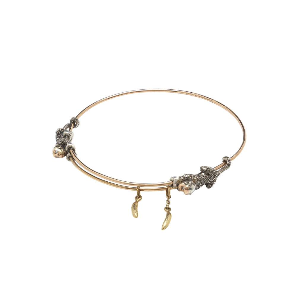 Monkey And Banana Rose Gold, Silver & Gold Bangle w. Diamonds