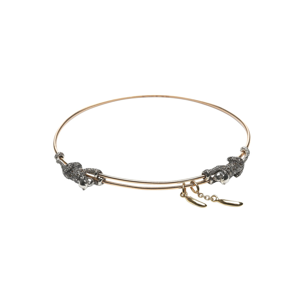 Monkey And Banana Rose Gold, Silver & Gold Bangle w. Diamonds