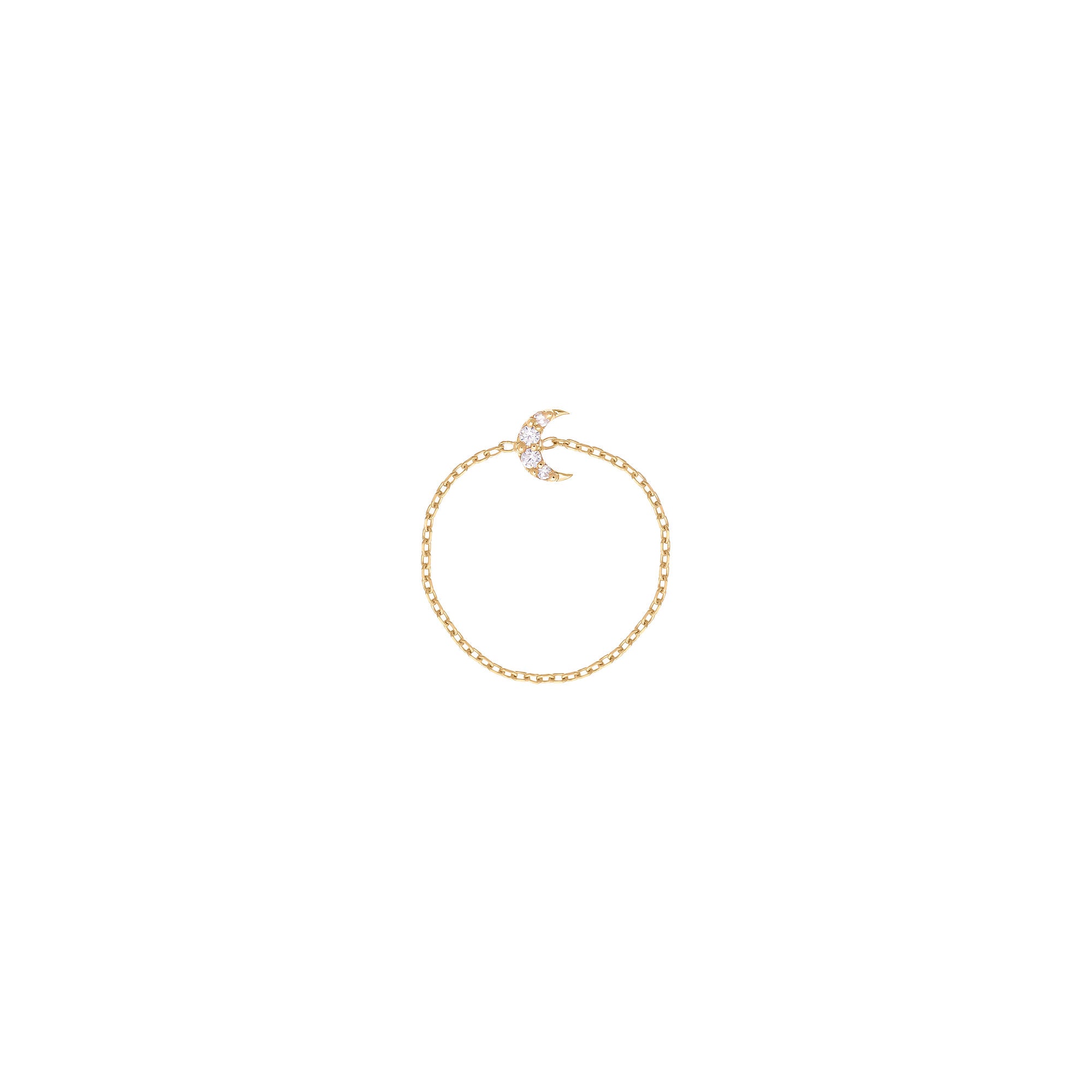 Moon Chain 18K Gold Ring w. Diamonds
