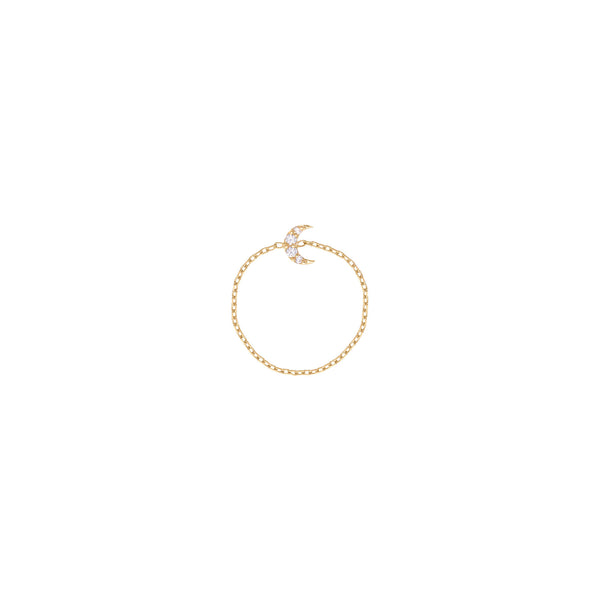 Moon Chain 18K Gold Ring w. Diamonds