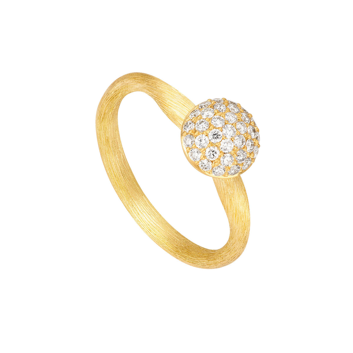 Small Mushroom Beam 18K Gold Ring w. Diamonds