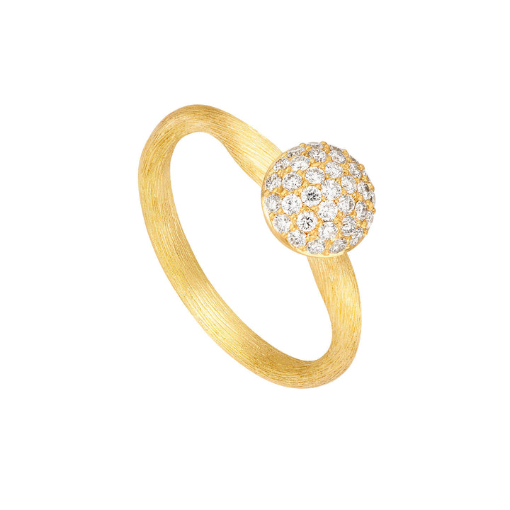 Small Mushroom Beam 18K Gold Ring w. Diamonds