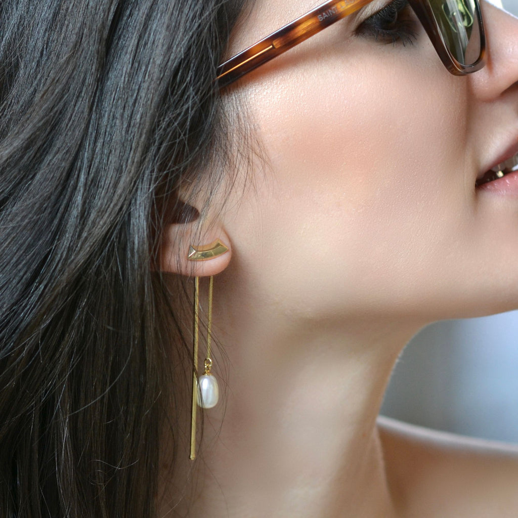 Goce di ninfea 18K Gold Plated Earrings w. Pearls & Zirconias