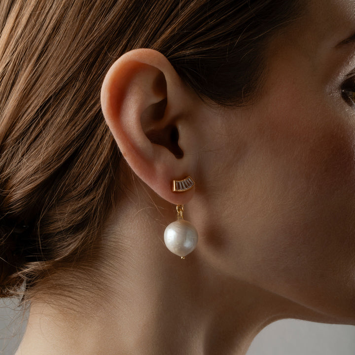 Luna 18K Gold plattiert Anhänger w. Perle