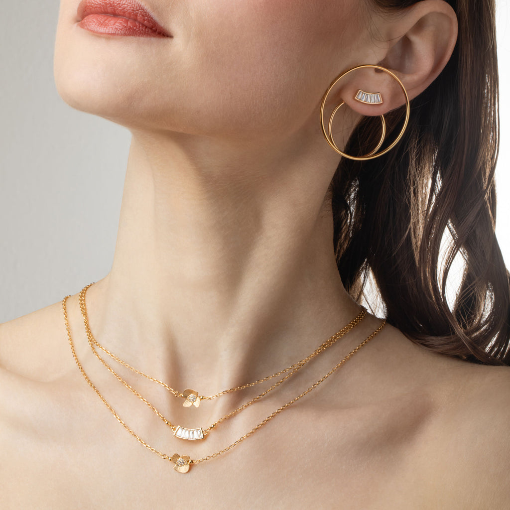 Ninfea 18K Gold Plated Earring w. Zirconias