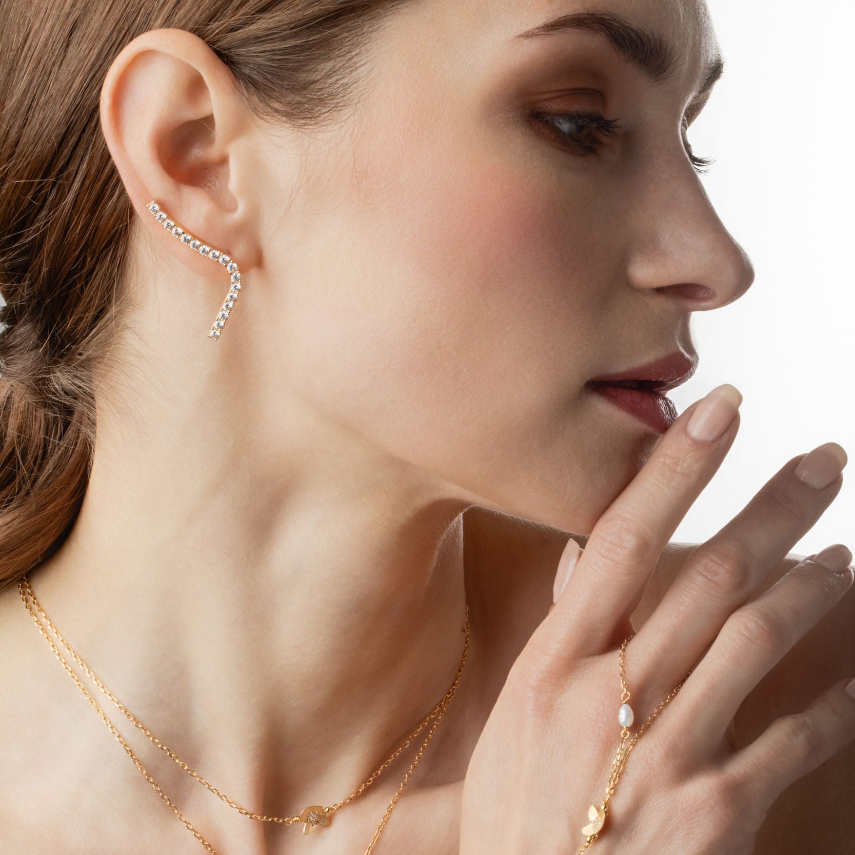 Celestial Whisper 18K Gold Plated Earrings w. Zirconias