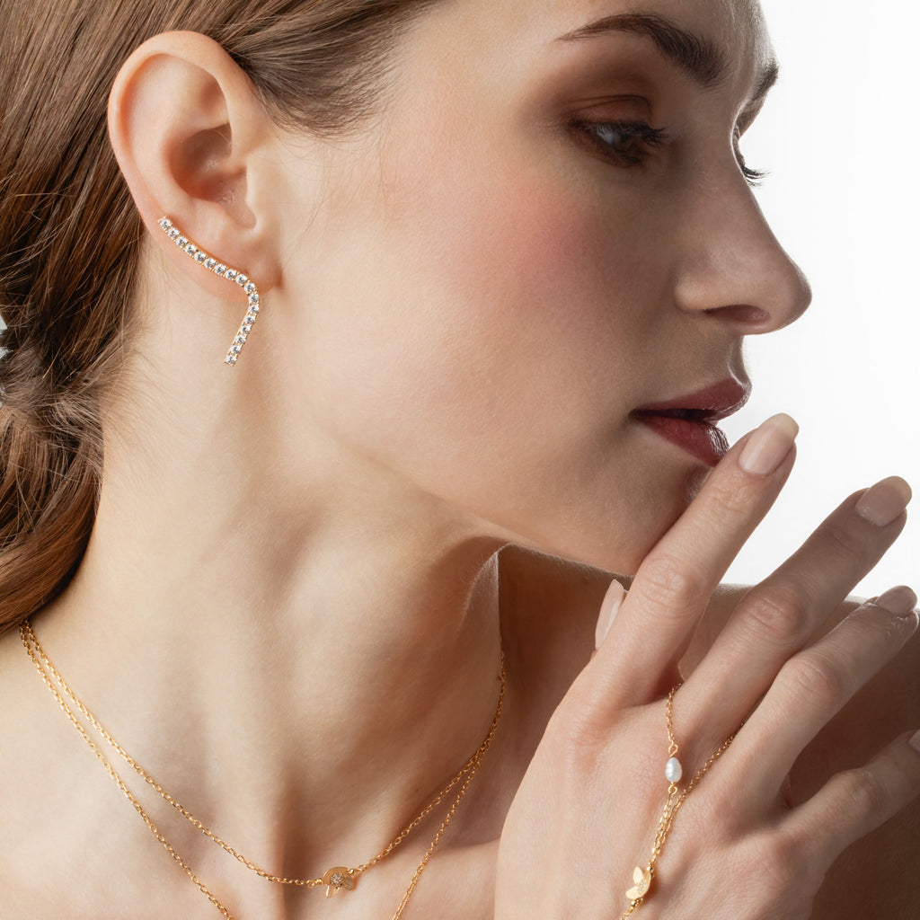 Celestial Whisper 18K Gold Plated Earrings w. Zirconias