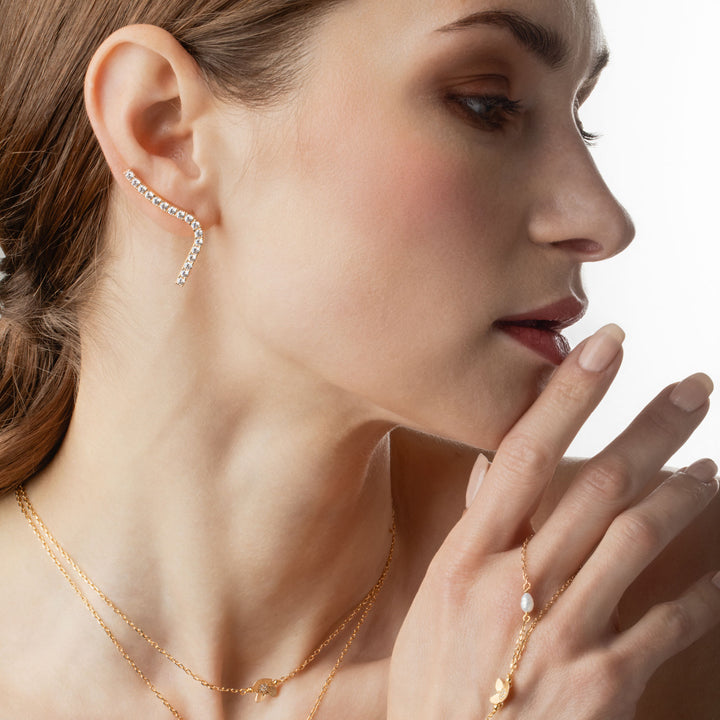 Celestial Whisper 18k Forgyldte Øreringe m. Zirkoner