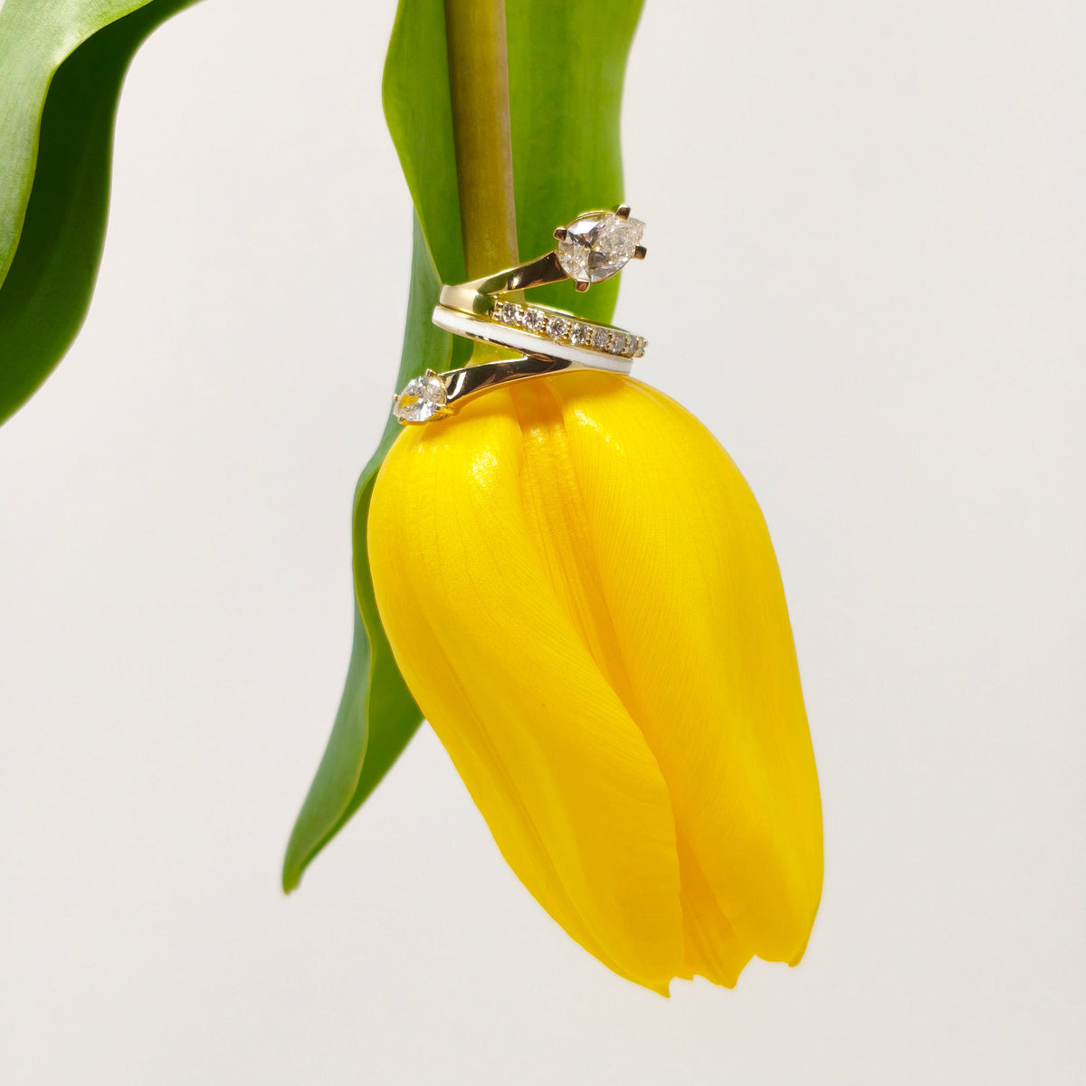 Lotus Stackable 18K Guld Ring m. Lab-Grown Diamanter