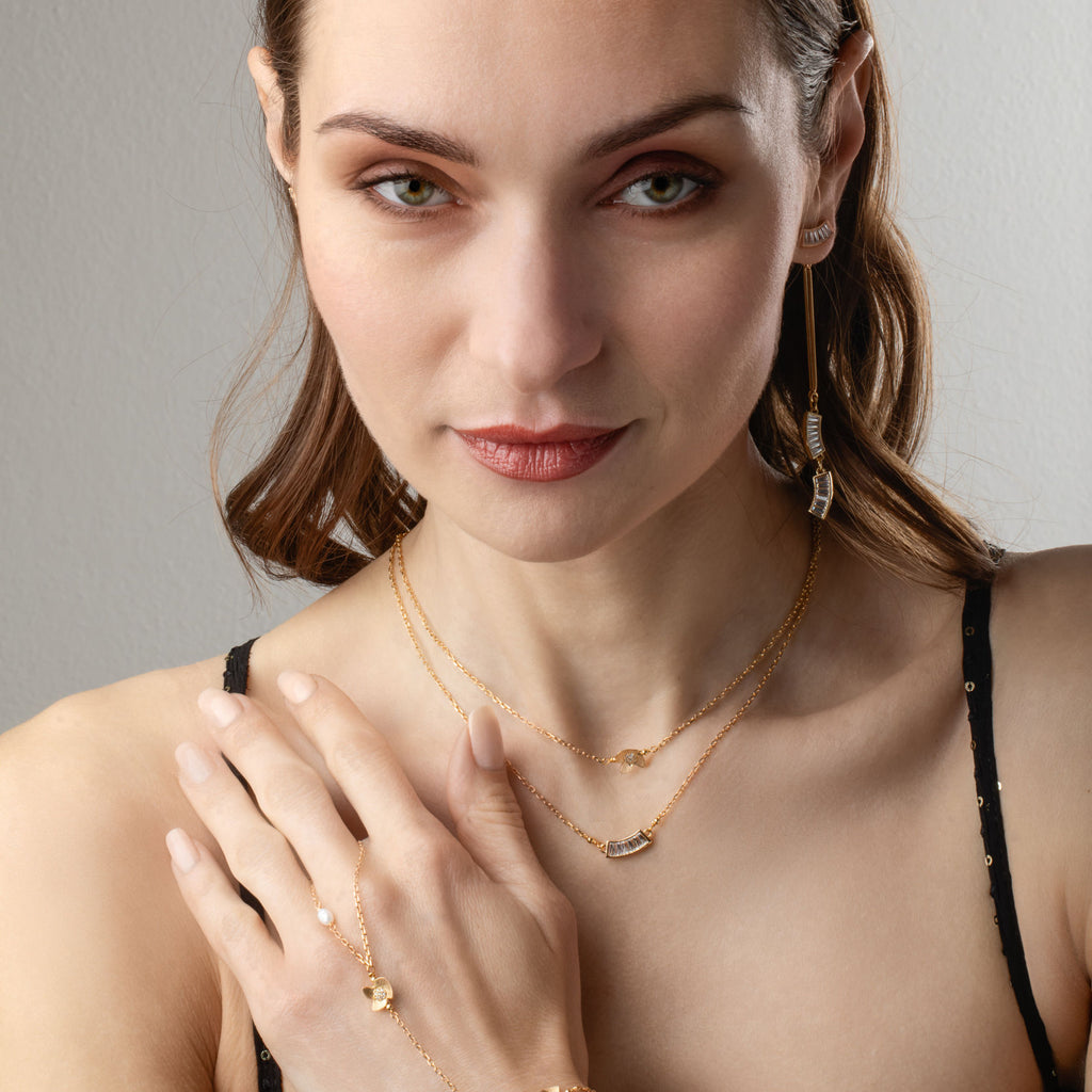 Irida 18K Gold Plated Necklace w. Zirconias