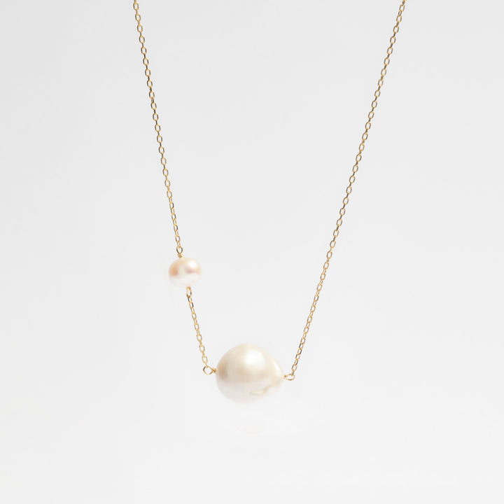 Luna 18K Gold plattierte Halskette w. Perle