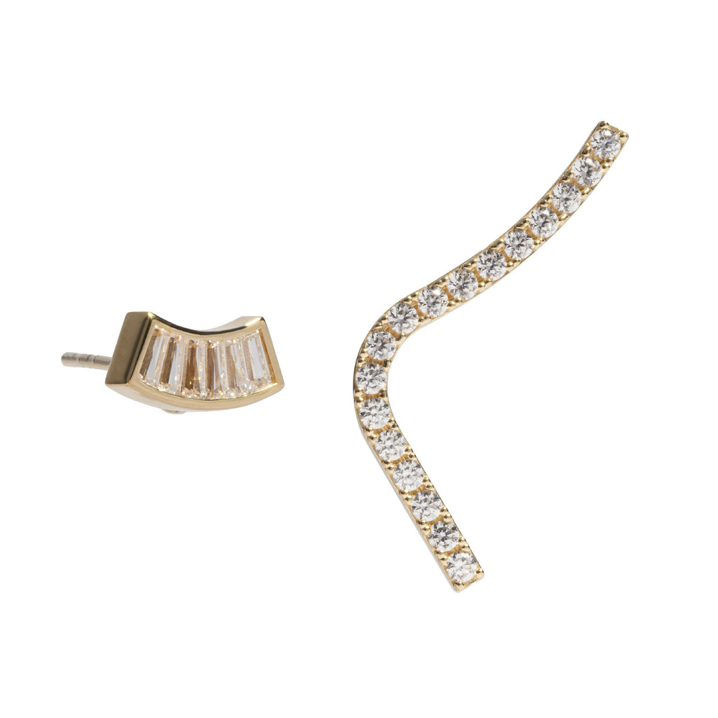 Celestia Climber & Irida 18K Gold Plated Earrings w. Zirconias