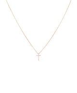 Cross 18K Gold, Whitegold or Rosegold Necklace w. 7 Diamonds