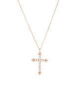 Cross 18K Gold, Whitegold or Rosegold Necklace w. 12 Diamonds