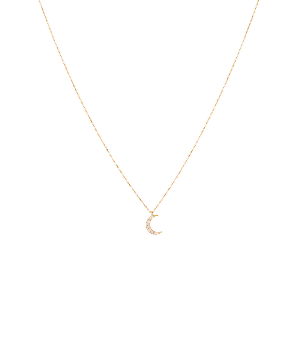 Moon 18K Gold, Whitegold or Rosegold Necklace w. Diamonds