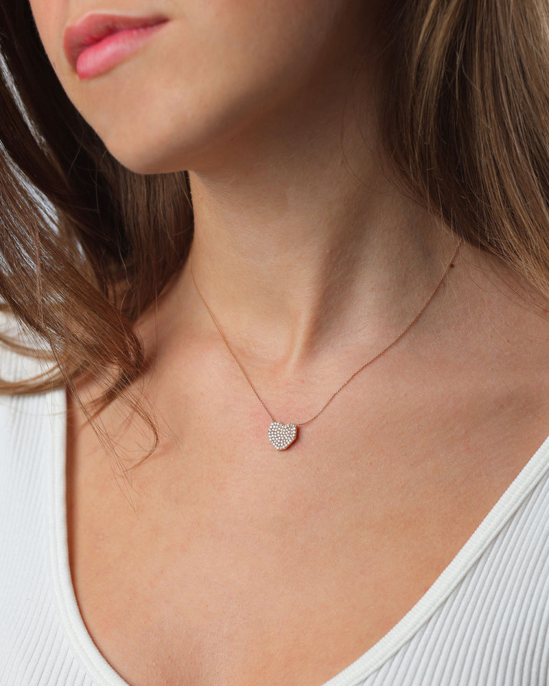 Heart 18K Gold, Whitegold or Rosegold Necklace w. Diamonds