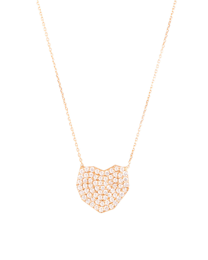 Heart 18K Gold, Whitegold or Rosegold Necklace w. Diamonds