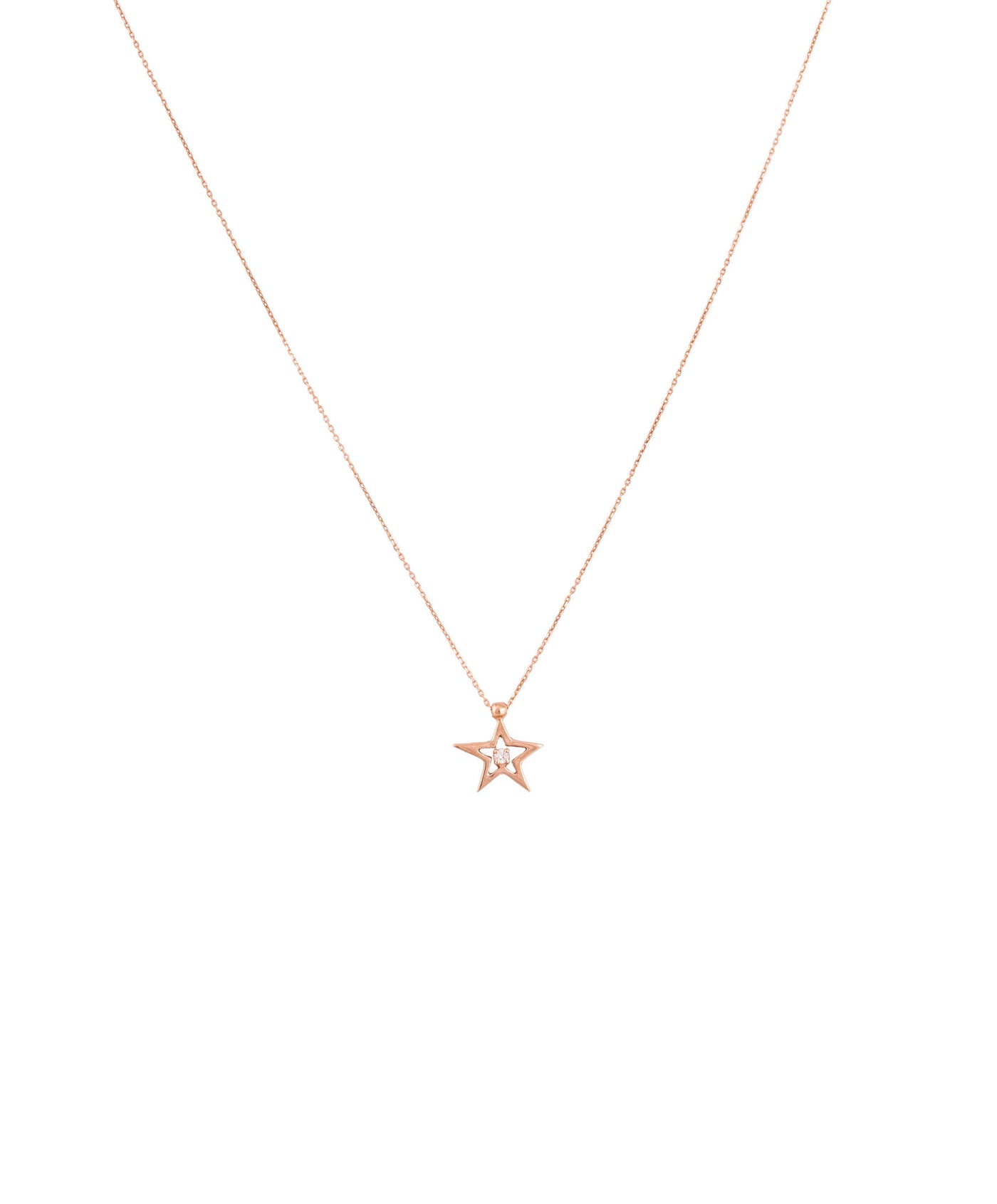 Star Stud 18K Gold, Whitegold or Rosegold Necklace w. Diamonds