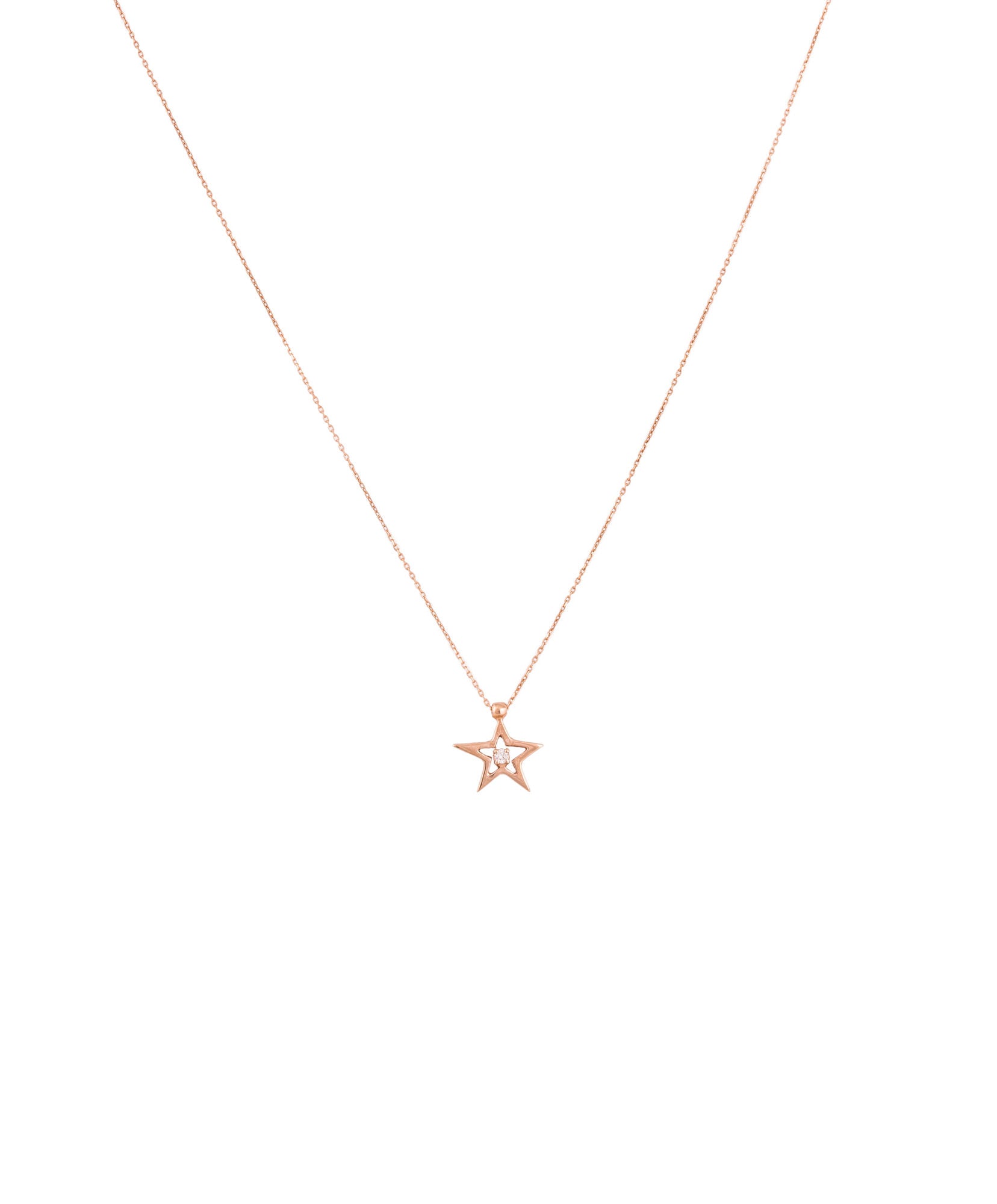 Star Stud 18K Guld, Hvidguld eller Rosaguld Halskæde m. Diamanter