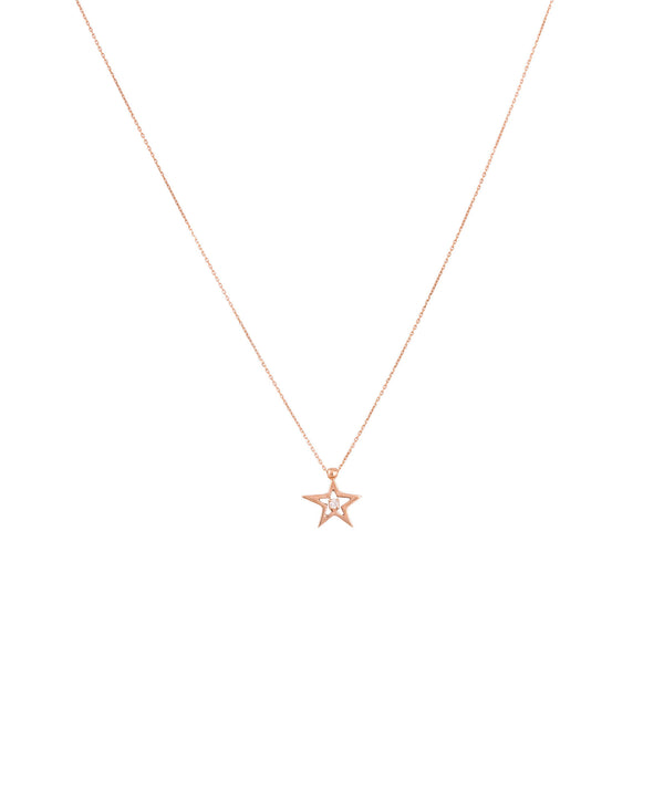 Star Stud 18K Gold, Whitegold or Rosegold Necklace w. Diamonds