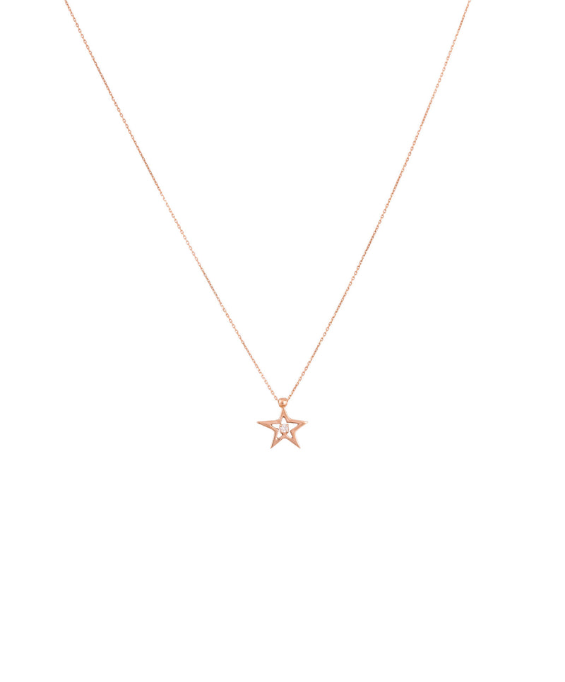 Star Stud 18K Gold, Whitegold or Rosegold Necklace w. Diamonds