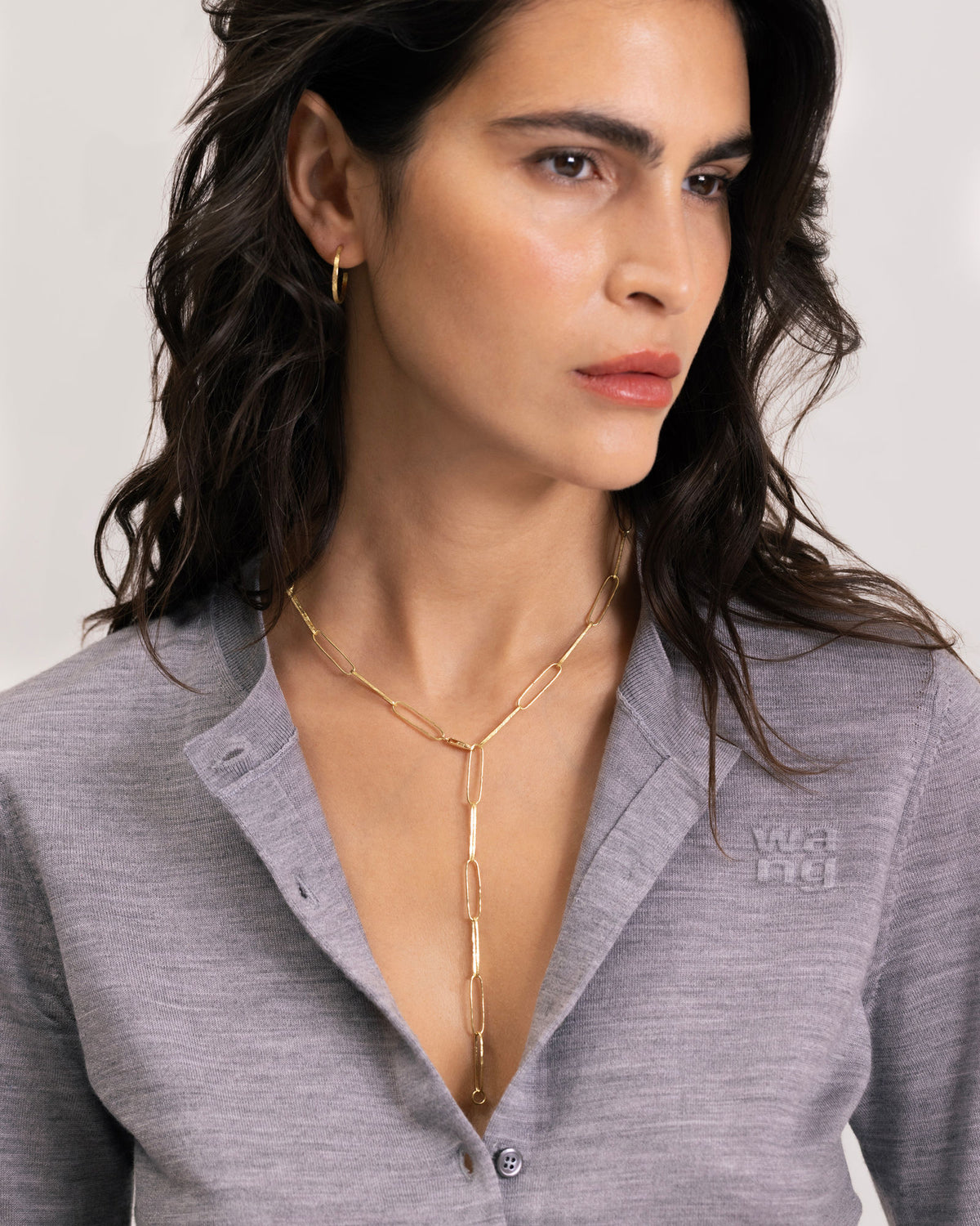 Hammered link chain 18K Gold Necklace