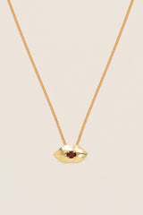 Lip 18K Gold Necklace w. Garnet