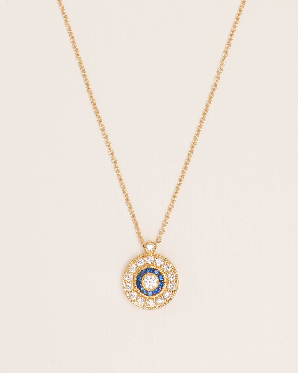 18K Gold Necklace w. Diamonds & Sapphires