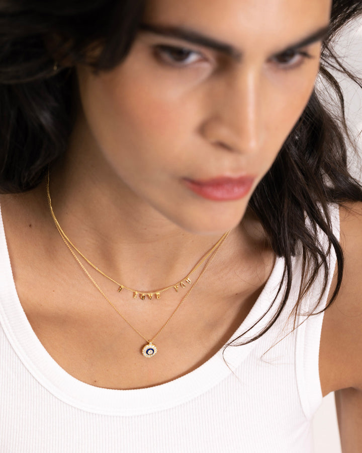 18K Gold Necklace w. Diamonds & Sapphires