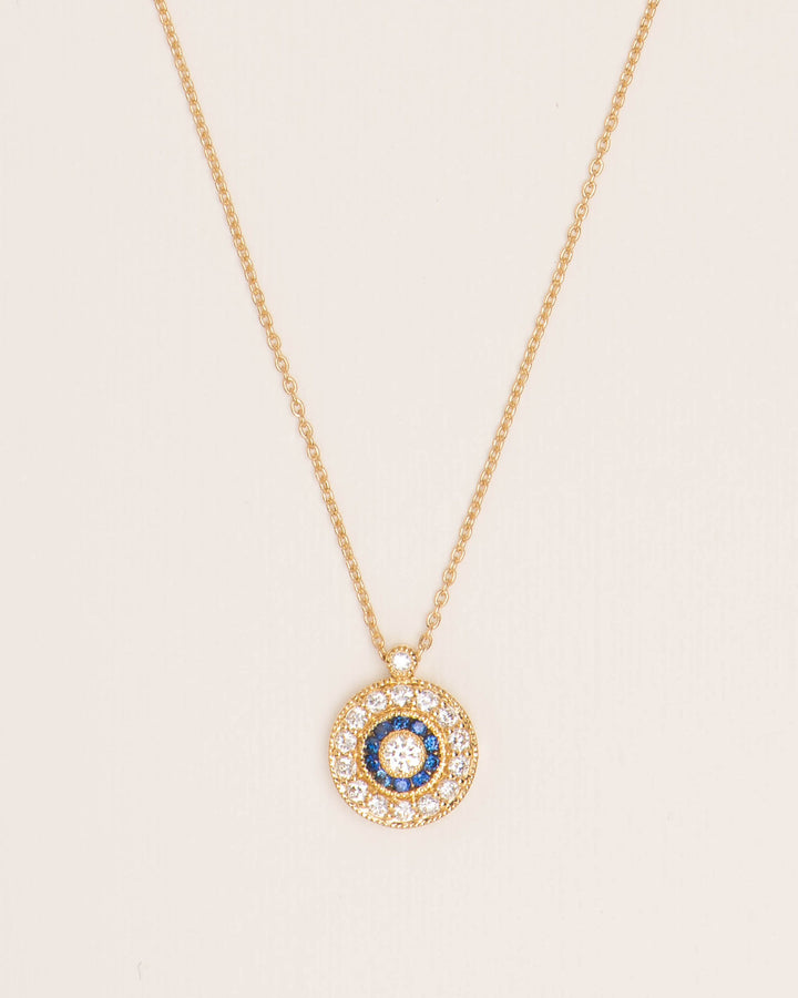 18K Gold Necklace w. Diamonds & Sapphires