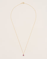 Halo 18K Gold Necklace w. Diamonds & Rubies