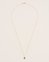 Halo 18K Gold Necklace w. Diamonds & Sapphires