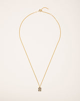 Chessboard 18K Gold Necklace w. Diamonds & Sapphires