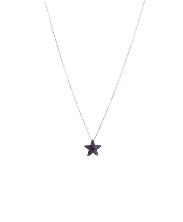 Glass Star 18K Gold, Whitegold or Rosegold Necklace w. Crystal