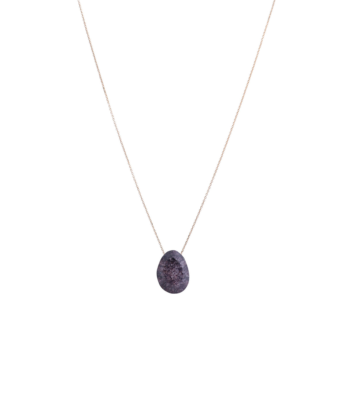 Glass Oval 18K Gold, Whitegold or Rosegold Necklace w. Crystal