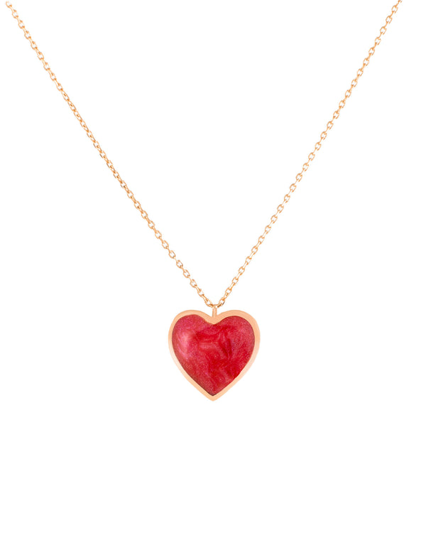 Red Heart 18K Gold, Whitegold or Rosegold Necklace w. Diamonds