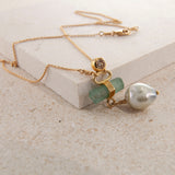 18K & 22K Gold & Silver Necklace w. Diamond & Emerald